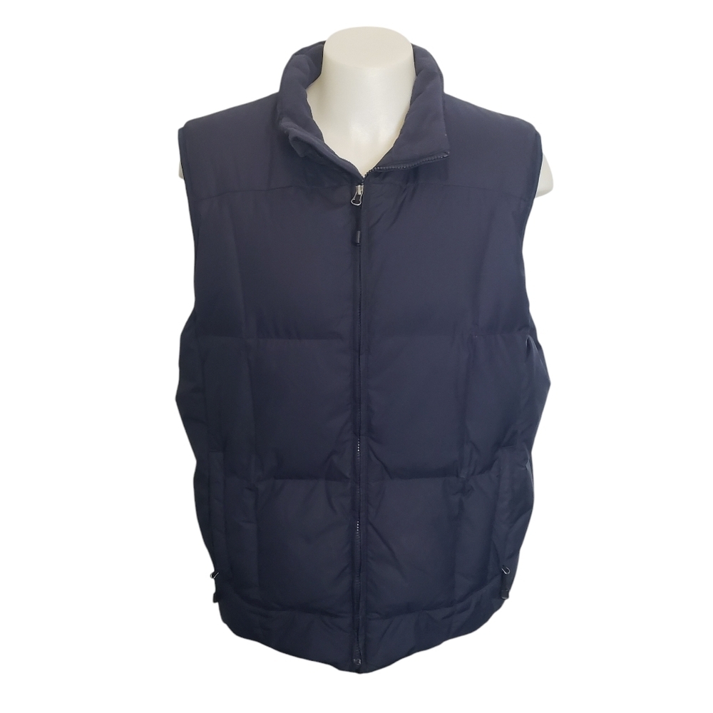 EDDIE BAUER PREMIUM GOOSE DOWN Full Zip Quilted Puffer Vest Size XL TALL Blue